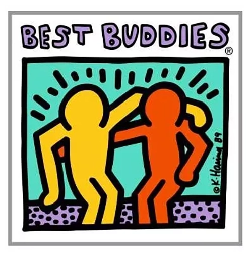 Best Buddies Keith Haring logo front of lapel pin