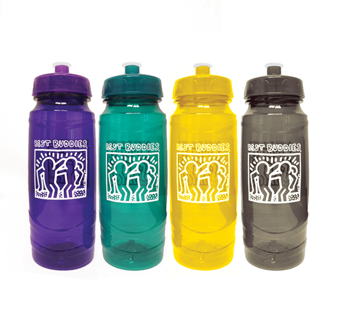 Best Buddies Water Bottles - Purple, Green, Yellow, Grey