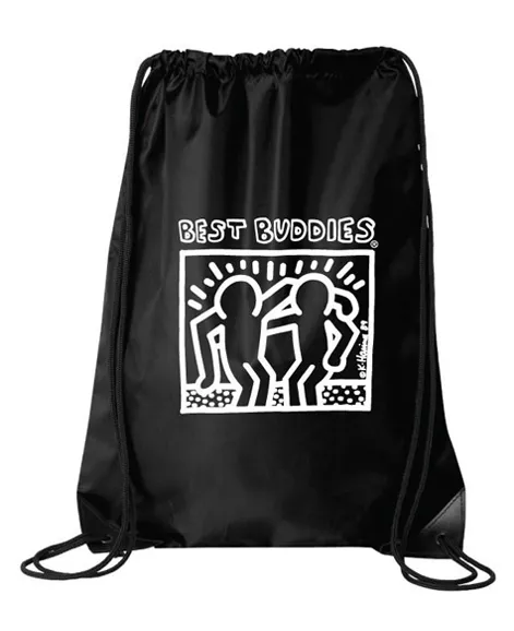 White Haring Drawstring Backpack (Black)