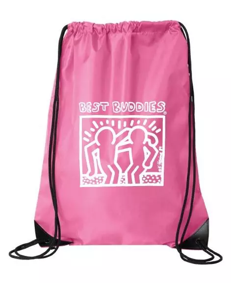 White Haring Drawstring Backpack (HOT Pink)